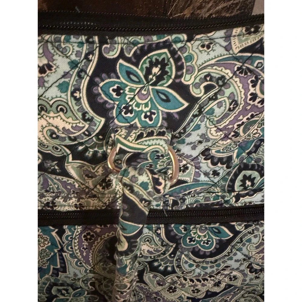 Raymond Waites Quilted‎ Laptop Bag Blue Purple Paisley Padded Tote Carrying Case